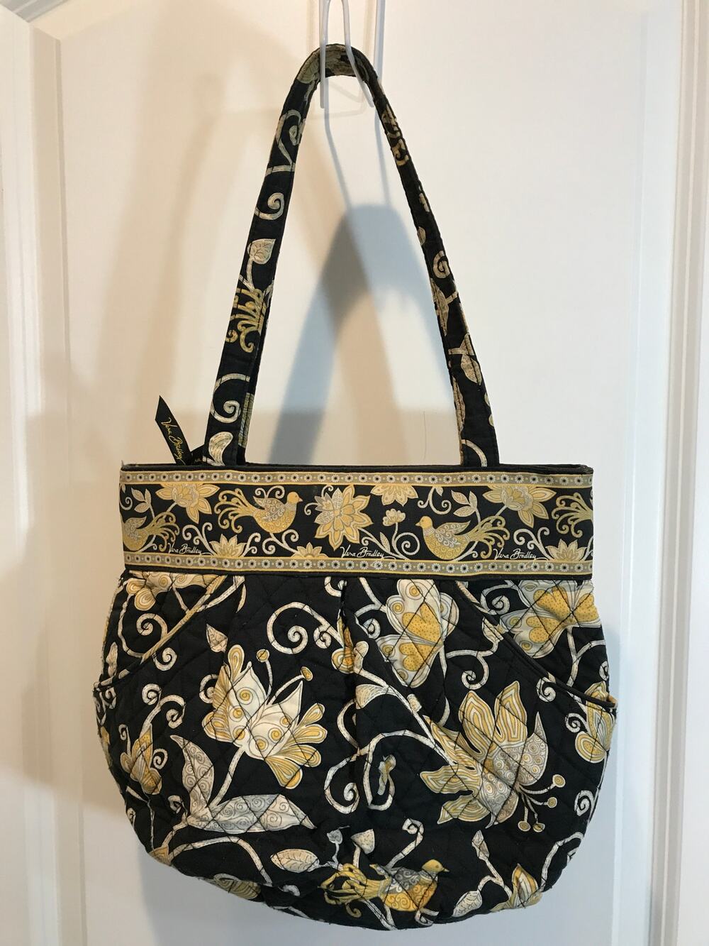 Vera Bradley Retired Yellow Bird Pattern Morgan Shoulder Bag Tote
